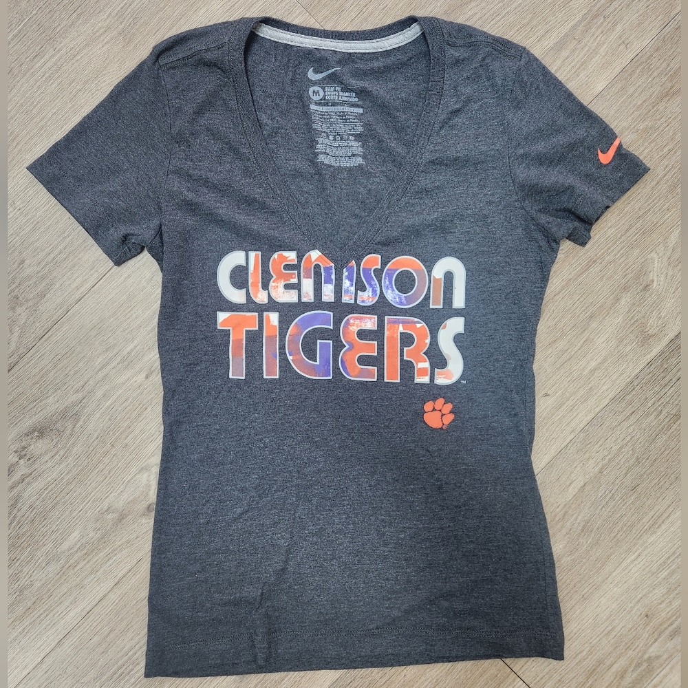 Nike Clemson Tigers V Neck Charcoal Tee